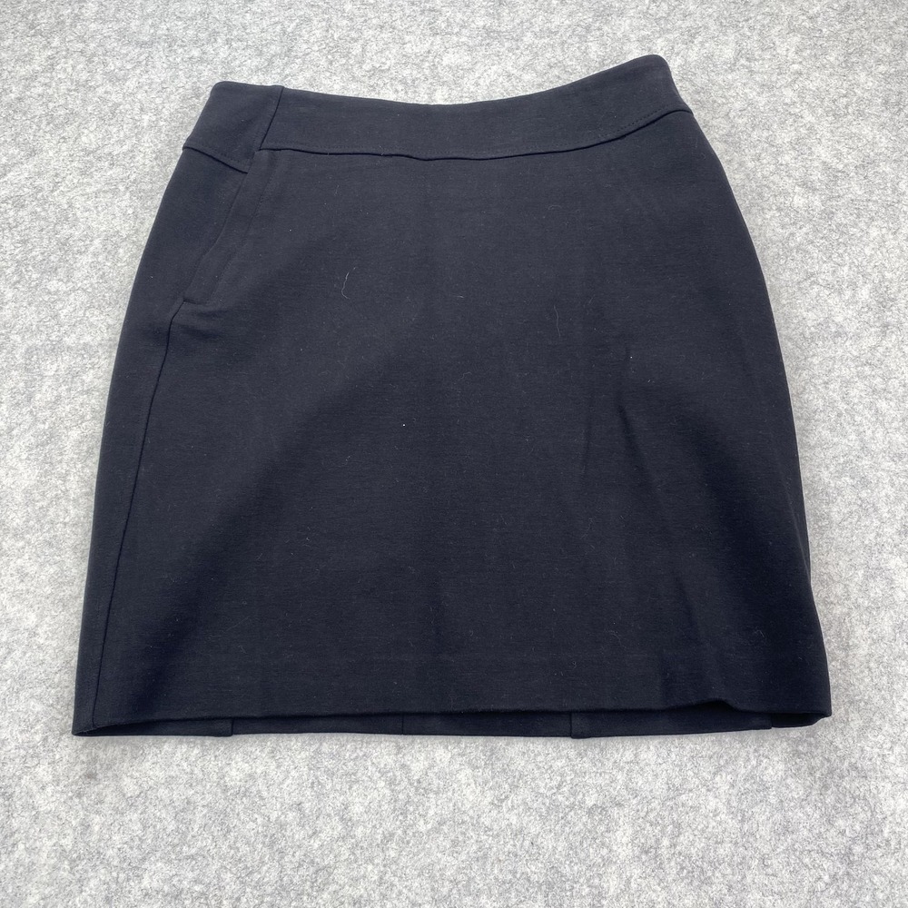DKNY Skirt Womens 2 Black Knit Pencil Stretch Zip Back Pockets Work Office